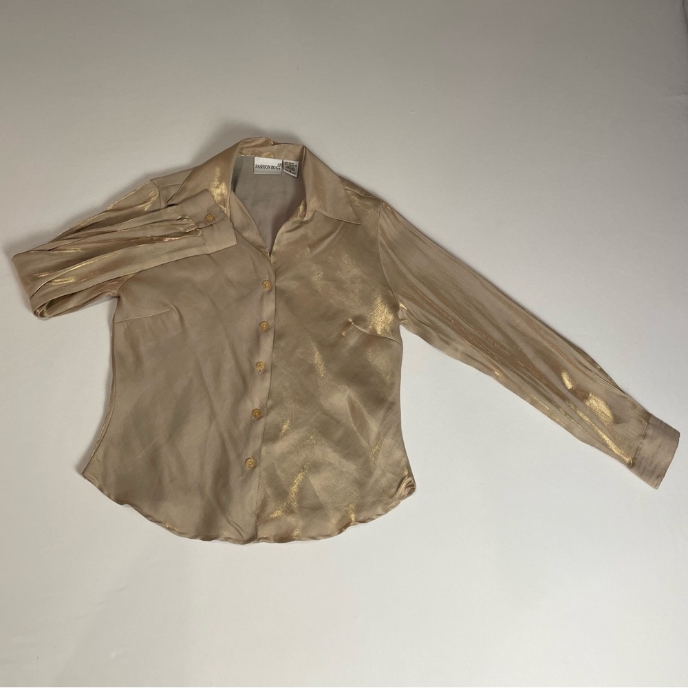 Fashion Bug gold shimmery button up blouse